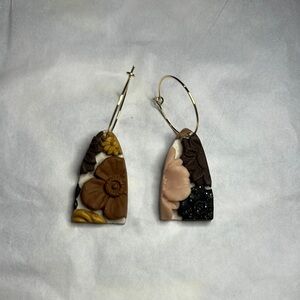 Floral Brown and Black Earrings
